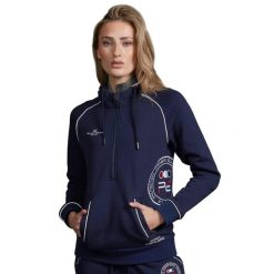 Damska bluza jeździecka Premier Equine PE Team. Niebieskie bluzy z kapturem damskie PREMIER EQUINE, z bawełny. Za 367.50 zł.