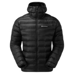 Kurtka puchowa z kapturem Montane Alpine 850 Lite. Czarne kurtki męskie Montane, m, bez wzorów, z puchu, z kapturem. Za 1,488.75 zł.
