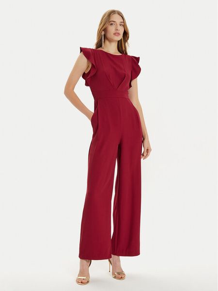 Rinascimento Kombinezon CFC0119758003 Bordowy Regular Fit. Czerwone kombinezony damskie RINASCIMENTO, l, bez wzorów, z syntetyku, bez kołnierzyka, bez ramiączek. Za 269.99 zł.