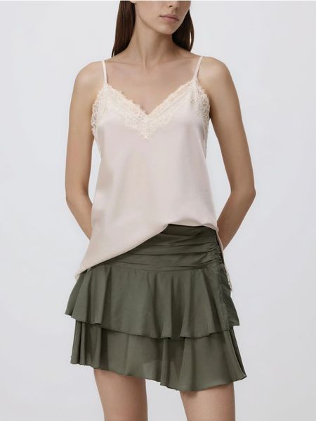 Spódnico-szorty z lyocellem - ciemnozielony. Zielone szorty damskie Reserved, bez wzorów, z lyocellu. Za 99.99 zł.