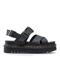 Sandały Dr. Martens. Czarne sandały damskie Dr. Martens, bez wzorów, bez obcasa, na koturnie. Za 439.99 zł.