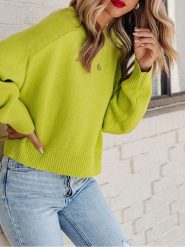 Milan Kiss Sweter w kolorze limonkowym rozmiar: L. Zielone swetry klasyczne damskie Milan Kiss, l, bez kołnierzyka. Za 152.99 zł.