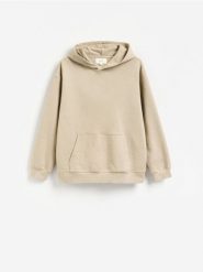 Gładka bluza z bawełną - oliwkowy. Zielone bluzy bez kaptura męskie Reserved, l, z bawełny. Za 159.99 zł.