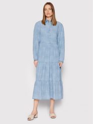 Pinko Sukienka koszulowa Distratta 1J10UV Y85P Błękitny Regular Fit. Niebieskie sukienki damskie Pinko, bez wzorów, z lyocellu, bez kołnierzyka, bez ramiączek, koszulowe. Za 2,139.00 zł.