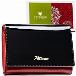 Portfel damski Peterson PTN 1N-445 czarny. Czarne portfele damskie Peterson, bez wzorów, z lakierowanej skóry. Za 134.99 zł.