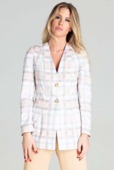 Elegancka Marynarka z Dekoltem V - Wzór 111. Białe marynarki i żakiety damskie Figl, m, bez wzorów, z materiału, eleganckie. Za 319.00 zł.