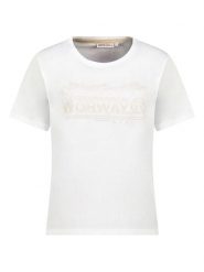 Geographical Norway Koszulka w kolorze białym rozmiar: L. Białe bluzki damskie Geographical Norway, l, bez wzorów, z bawełny, bez kołnierzyka, bez ramiączek. Za 56.99 zł.