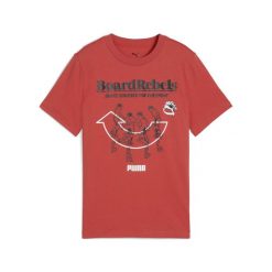 Młodzieżowa koszulka Mid 90s z grafiką PUMA Red Fire. Czerwona bluzki damskie Puma, m, bez wzorów, z gumy, młodzieżowe, bez kołnierzyka, bez ramiączek. Za 80.85 zł.