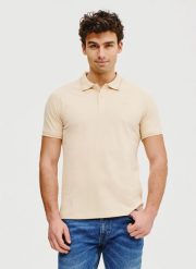 PAKO LORENTE – T-shirt polo w kolorze beżowym. Brązowe koszulki polo męskie Pako Lorente, m, bez wzorów, z bawełny, bez ramiączek. Za 69.99 zł.