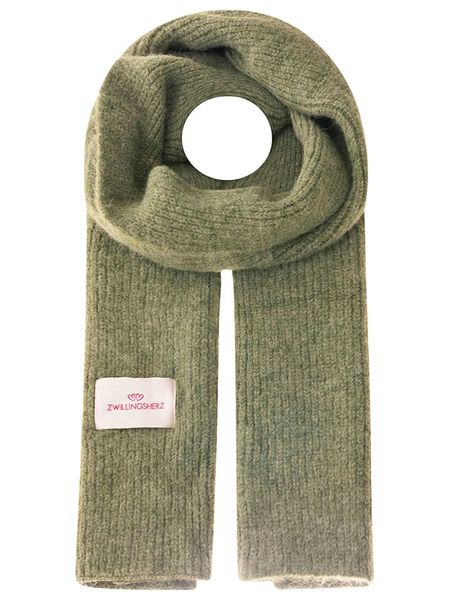 Zwillingsherz Szal w kolorze zielonym z dodatkiem wełny - 200 x 30 cm rozmiar: onesize. Zielone szaliki i kominy damskie Zwillingsherz, bez wzorów, z materiału. Za 143.56 zł.