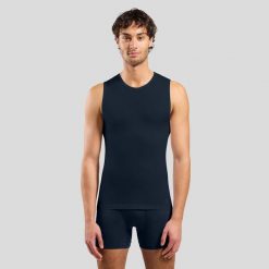Koszulka męska ODLO TOP crew neck singlet PERFORMANCE X-LIGHT. Niebieskie t-shirty sportowe męskie Odlo, m, z tkaniny, bez ramiączek, do biegania. Za 169.99 zł.