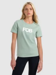 4F T-shirt regular z nadrukiem damski - zielony XXL. Zielone t-shirty damskie 4f, uniwersalny, bez wzorów, z bawełny, bez kołnierzyka. Za 59.99 zł.