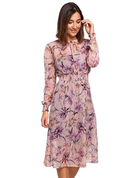 Stylove Sukienka w kolorze jasnoróżowym ze wzorem rozmiar: XXL. Różowe sukienki damskie Stylove, xxl, bez wzorów, bez kołnierzyka, bez ramiączek, midi. Za 158.10 zł.