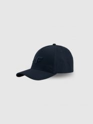 4F Czapka z daszkiem strapback męska - granatowa S/M (58cm). Niebieskie czapki męskie 4f, bez wzorów, z bawełny. Za 59.99 zł.
