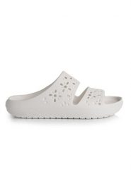 Crocs Klapki Classic Floral Cutout Sandal 210966 Biały. Białe klapki damskie Crocs, bez wzorów, z tworzywa sztucznego, bez obcasa. Za 139.99 zł.