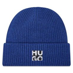 Czapka HUGO. Niebieskie czapki zimowe damskie Hugo. Za 379.99 zł.