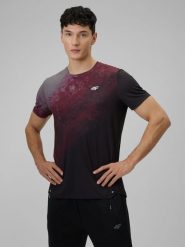 4F Koszulka treningowa regular szybkoschnąca męska - burgundowy M. Czerwone t-shirty sportowe męskie 4f, m, ze skóry, bez ramiączek, na fitness i siłownię. Za 139.99 zł.