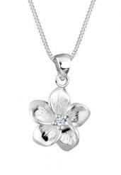 Elli DIAMONDS Damski kwiat Frangipani z diamentem (0.03 ct ) w srebrze 925 Sterling Silver Naszyjniki 1 ct. Szare naszyjniki damskie Elli DIAMONDS, na co dzień, srebrne. Za 568.99 zł.