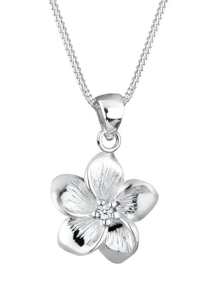 Elli DIAMONDS Damski kwiat Frangipani z diamentem (0.03 ct ) w srebrze 925 Sterling Silver Naszyjniki 1 ct. Szare naszyjniki damskie Elli DIAMONDS, na co dzień, srebrne. Za 568.99 zł.