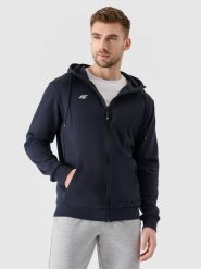 4F Bluza dresowa rozpinana z kapturem męska - granatowa XXL. Niebieskie bluzy z kapturem męskie 4f, m, z bawełny. Za 189.99 zł.