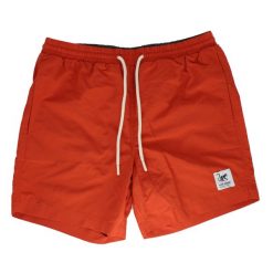 Męskie krótkie spodenki kąpielowe 15" z kieszeniami (Papryka, XL). Czerwone kąpielówki męskie SURF MONKEY, m, bez wzorów, z materiału, do pływania. Za 235.00 zł.