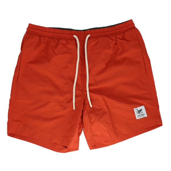 Męskie krótkie spodenki kąpielowe 15" z kieszeniami (Papryka, XL). Czerwone kąpielówki męskie SURF MONKEY, m, bez wzorów, z materiału, do pływania. Za 235.00 zł.