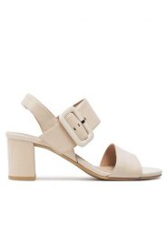 Caprice Sandały 9-28306-42 Écru. Białe sandały damskie Caprice, bez wzorów, ze skóry, bez obcasa, na słupku. Za 229.99 zł.