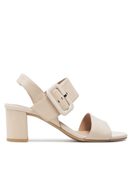 Caprice Sandały 9-28306-42 Écru. Białe sandały damskie Caprice, bez wzorów, ze skóry, bez obcasa, na słupku. Za 229.99 zł.