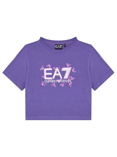 EA7 Emporio Armani T-Shirt 7G000151 AF10373 UA050 Niebieski Regular Fit. Niebieskie koszulki dziewczęce EA7 Emporio Armani, bez wzorów, z bawełny, bez ramiączek. Za 139.99 zł.