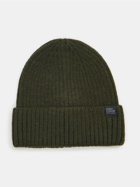 Czapka beanie z naszywką - zielony. Zielone czapki męskie Sinsay, z aplikacjami. Za 15.99 zł.