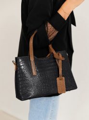 Lia Biassoni Skórzana torebka "Acco" w kolorze jasnobrązowo-czarnym - 32 x 22 x 12 cm rozmiar: onesize. Brązowe torebki klasyczne damskie Lia Biassoni, bez wzorów, z materiału, bez dodatków. Za 304.99 zł.