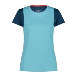 Koszulka damska CMP. Niebieskie bluzki damskie CMP, bez wzorów, sportowe, bez kołnierzyka, bez ramiączek. Za 212.50 zł.