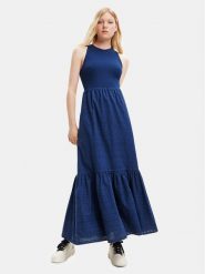 Desigual Sukienka codzienna 23SWVW84 Granatowy Regular Fit. Niebieskie sukienki damskie Desigual, na co dzień, l, bez wzorów, z wiskozy, bez kołnierzyka, bez ramiączek, proste. Za 339.99 zł.