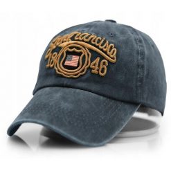 Czapka z Daszkiem (Bejsbolówka) - Pako Jeans - Styl Retro, Granat. Niebieskie czapki męskie Pako Jeans, bez wzorów, z bawełny, retro. Za 55.00 zł.