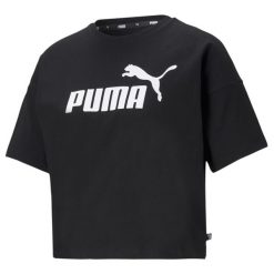 Koszulka sportowa damska Puma Ess Cropped Logo. Czarne bluzki sportowe damskie Puma, l, bez wzorów, bez ramiączek. Za 218.00 zł.