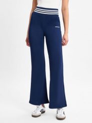 Adidas Originals Spodnie do biegania adidas dla kobiet - Rozkloszowane spodnie Kobiety niebieski, S. Niebieskie spodnie materiałowe damskie adidas Originals, bez wzorów. Za 349.95 zł.