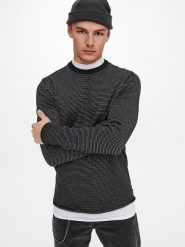 ONLY & SONS Sweter w kolorze granatowym rozmiar: XXL. Niebieskie swetry męskie Only & Sons, xxl, bez wzorów, bez kołnierzyka. Za 61.46 zł.