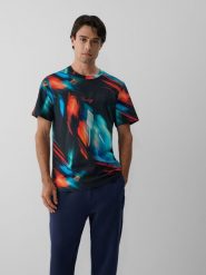 4F T-shirt regular z nadrukiem męski - multikolor M. T-shirty męskie 4f, m, bez wzorów, z bawełny, bez kołnierzyka. Za 99.99 zł.