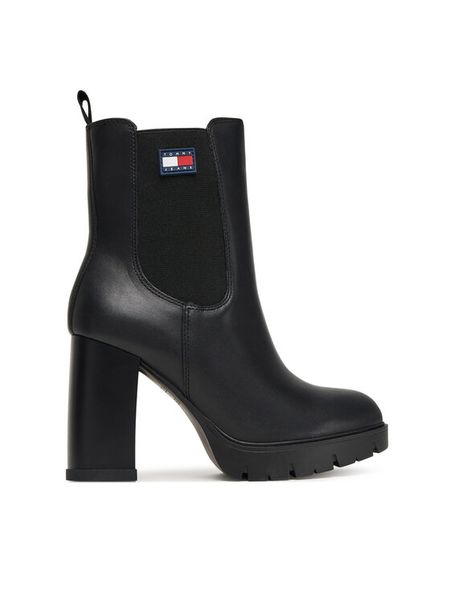 Tommy Jeans Botki Tjw EN0EN02831 Czarny. Czarne botki damskie Tommy Jeans, z jeansu, bez obcasa, na słupku, bez zapięcia. Za 439.99 zł.