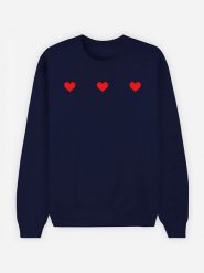 WOOOP Bluza "Trois Petits Coeurs" w kolorze granatowym rozmiar: XL. Niebieskie bluzy bez kaptura damskie Wooop, xl, z bawełny. Za 109.78 zł.