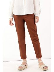 Marks & Spencer Spodnie chino w kolorze jasnobrązowym rozmiar: 36. Brązowe spodnie materiałowe damskie Marks & Spencer, bez wzorów, z podwyższonym stanem. Za 48.28 zł.