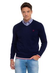 SIR RAYMOND TAILOR Sweter "Mischa" w kolorze granatowym rozmiar: XL. Niebieskie swetry męskie Sir Raymond Tailor, xl, z aplikacjami, z bawełny, bez kołnierzyka. Za 158.29 zł.