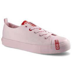 Różowe Trampki Big Star Damskie Modne Obuwie. Czerwone trampki i tenisówki damskie Big Star, z aplikacjami, z gumy. Za 89.99 zł.