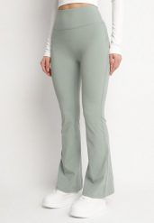 Miętowe Legginsy o Kroju Dzwonów z Wysokim Stanem Koritea. Zielone legginsy damskie Born2be, l, bez wzorów, z jeansu. Za 39.99 zł.
