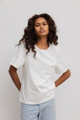 Damski T-Shirt w kolorze ECRU - CAMAS-M/L. T-shirty damskie Marsala, l, bez wzorów, z bawełny, bez kołnierzyka. Za 159.90 zł.