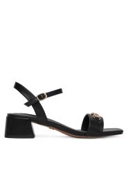 Nine West Sandały R23SS00452 Czarny. Czarne sandały damskie Nine West, bez wzorów, z materiału, bez obcasa, na słupku. Za 229.99 zł.