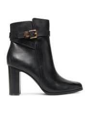 LAUREN RALPH LAUREN Botki 802974474001 Czarny. Czarne botki damskie Lauren Ralph Lauren, ze skóry, bez obcasa, na słupku, bez zapięcia. Za 1,009.00 zł.