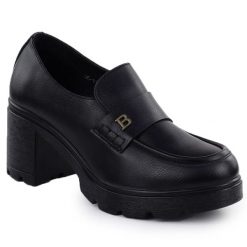 Półbuty mokasyny damskie na klocku czarne Potocki SZ12700. Czarne mokasyny damskie POTOCKI, ze skóry. Za 137.99 zł.