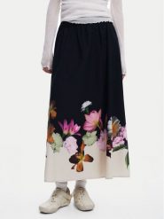 Desigual Spódnica trapezowa Lindo 25SWFW18 Czarny Regular Fit. Czarne spódniczki damskie Desigual, s, bez wzorów, z bawełny, trapezowe. Za 259.99 zł.