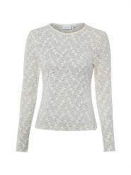 Vila koronkowa koszulka z długim rękawem - VIFay Kobiety Sztuczne włókno biały, M. Białe t-shirty damskie Vila, m, bez wzorów, z koronki, bez kołnierzyka. Za 129.95 zł.
